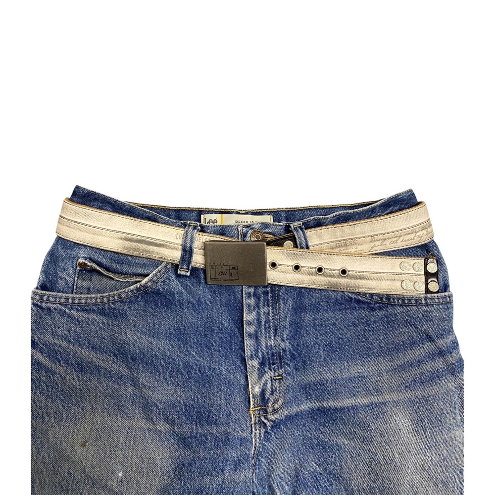 Y2K Cream Guess 1981 Denim Print Belt